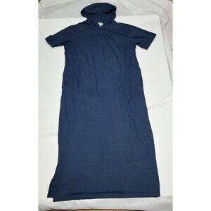 J Jill Maxi Dress Womens Large Blue Hooded 100% Cotton Cottagecore